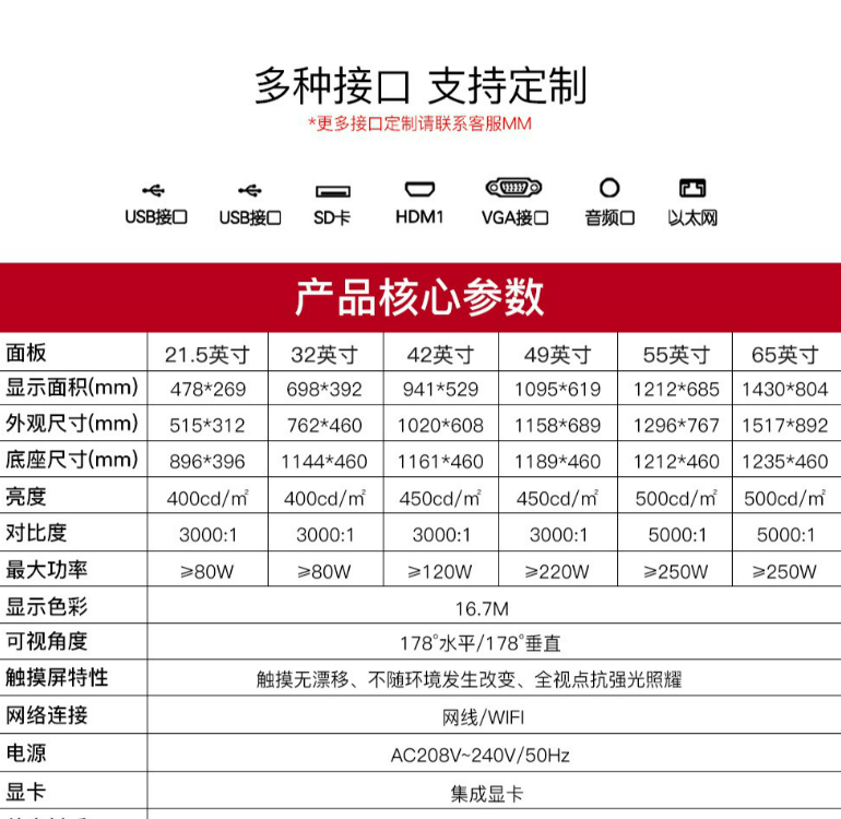 触摸一体机查询机配置参数